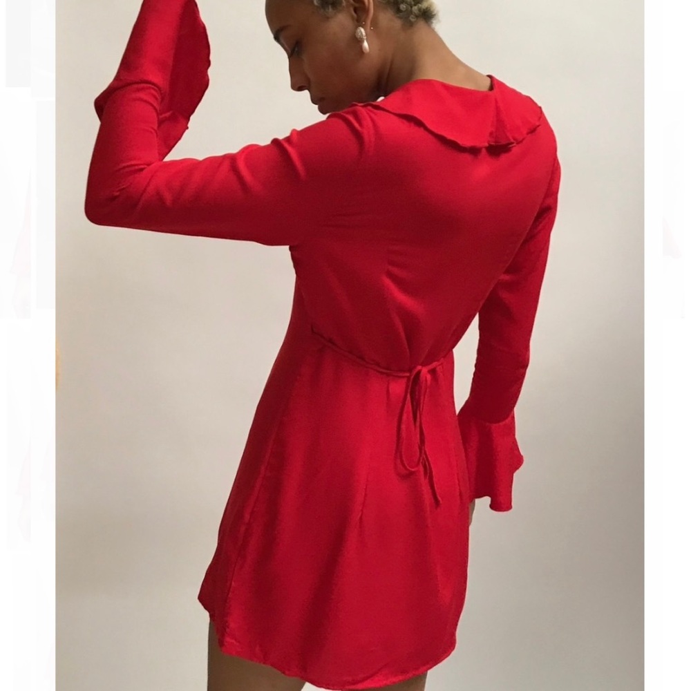 Lisa says gah Colette Ruffle Wrap Dress in Red - Picture 3 of 8